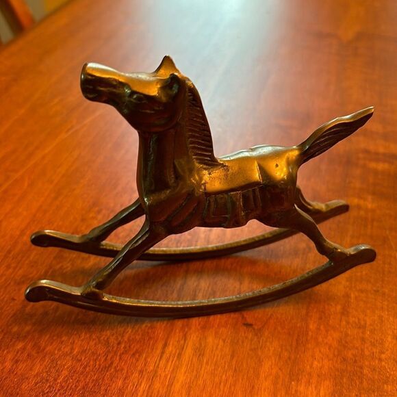 Vintage Solid Brass Rocking Horse - Picture 1 of 7